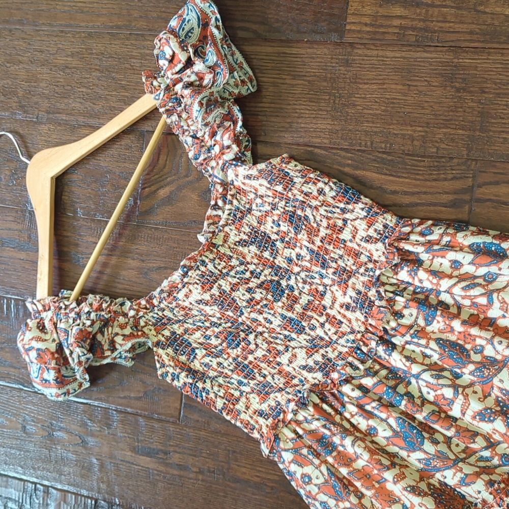 ANTHRO I NWT Smocked Tiered Boho Foral Mabel Maxi Dress by Love the Label, S - Picture 1 of 16